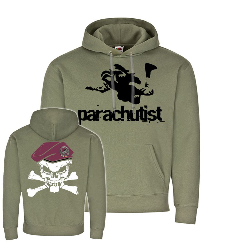 Hoodie Parachutist -GER Fallschirmjäger TYP2 Totenkopf Barett Abzeichen #21779