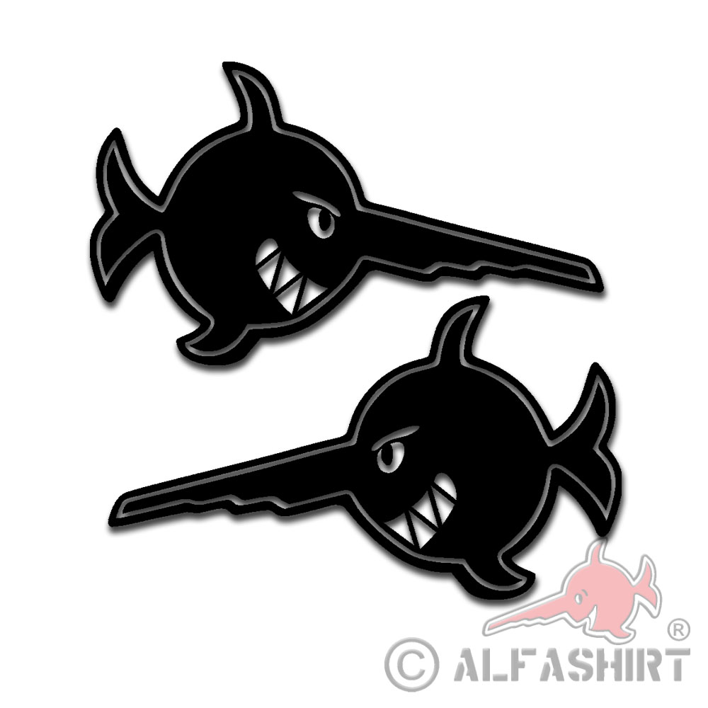 Aufkleber doppelter Böser Schwertfisch Alfashirt Sägefisch 2x 25x15cm #A5767