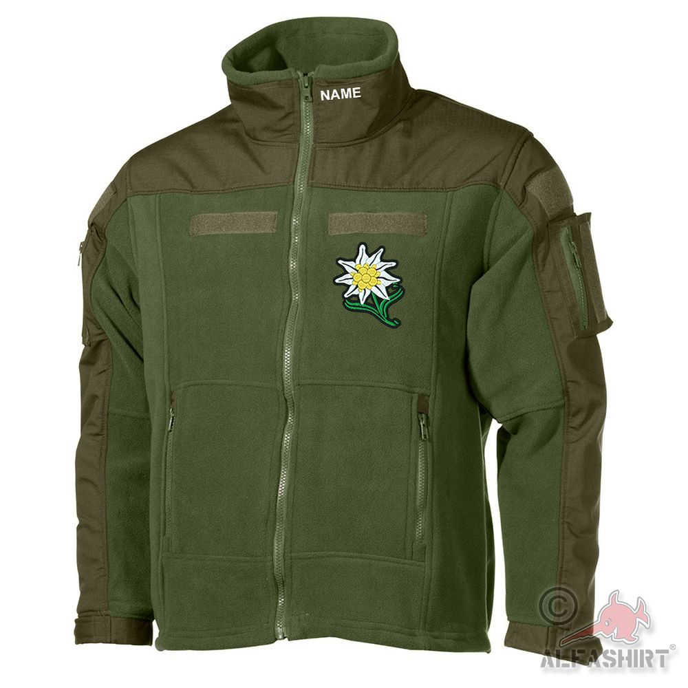 Combat Fleecjacke  Gebirgsjäger Edelweiß Barett gestickt GRATIS NAME #30499