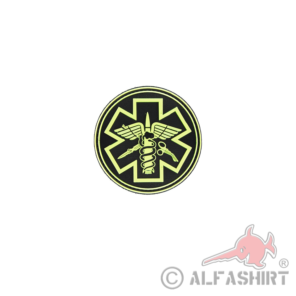 3D Rubber Para Medical Patch Sanitäter Feuerwehr Alfashirt Aufnäher 8x8 cm#26918