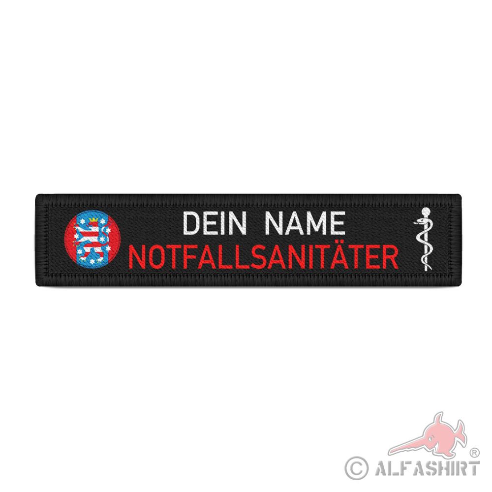 NOTFALLSANITÄTER Thüringen Namen-Schild Patch Freistaat Feuerwehr #38917