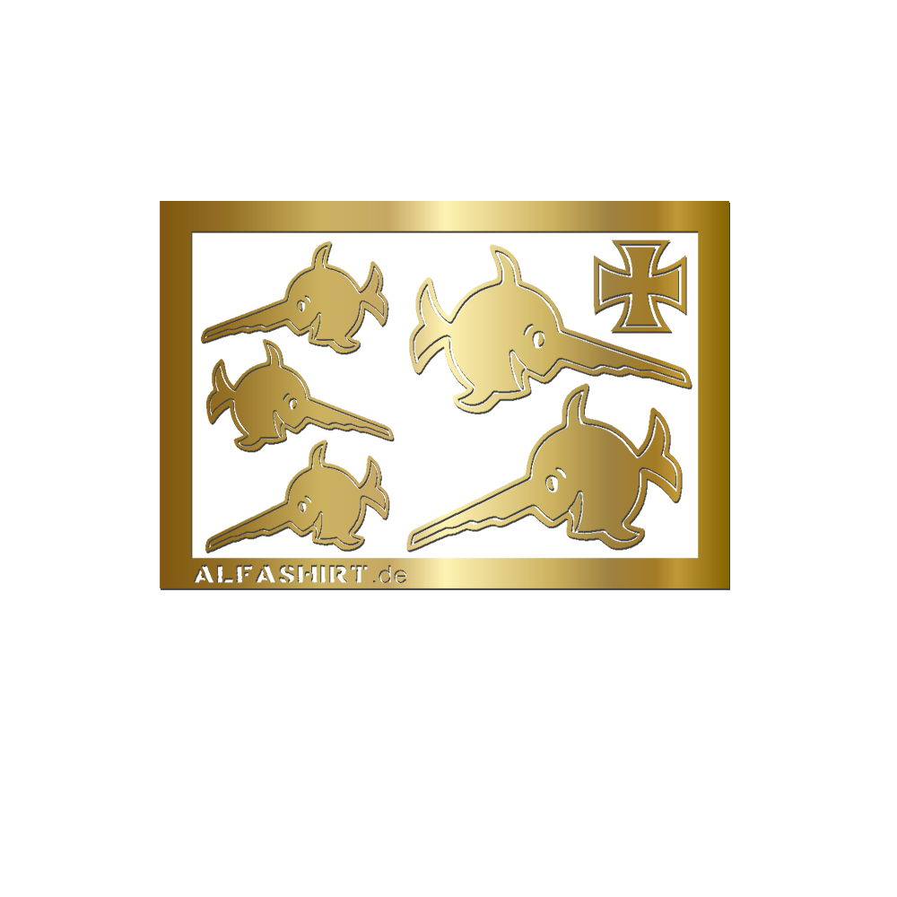 Sägefisch Set U96 Gold EK Uboot VII C 3x10cm 2x15cm 1x5cm  #A5578
