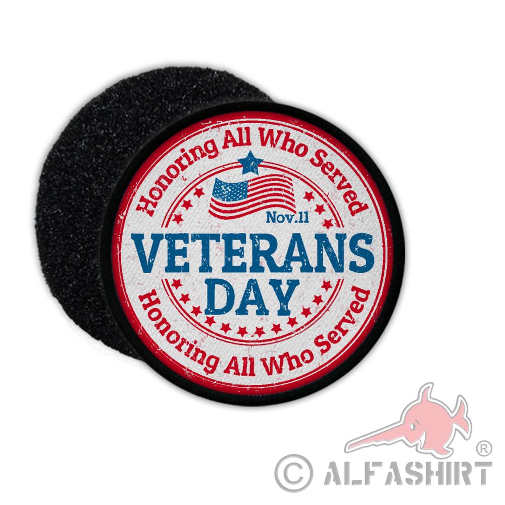 Veterans Day Gedenktag Vereinigten Staaten Waffenstillstand Erste Weltkrieg Kriegsveteranen Klett Flausch Gegenstück Rubber Aufnäher Rund #31129