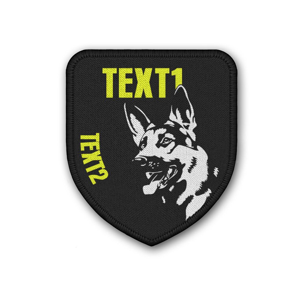 Patch 7,5x6,5cm personalisierbar Schäferhund Gelb #K03666