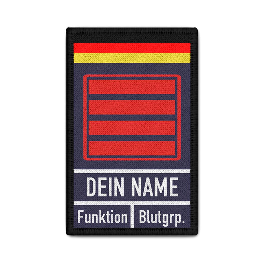 Rank Patch Feuerwehr Personalisiert Dienstgrad Blutgruppe 9,8cmx6 #34576