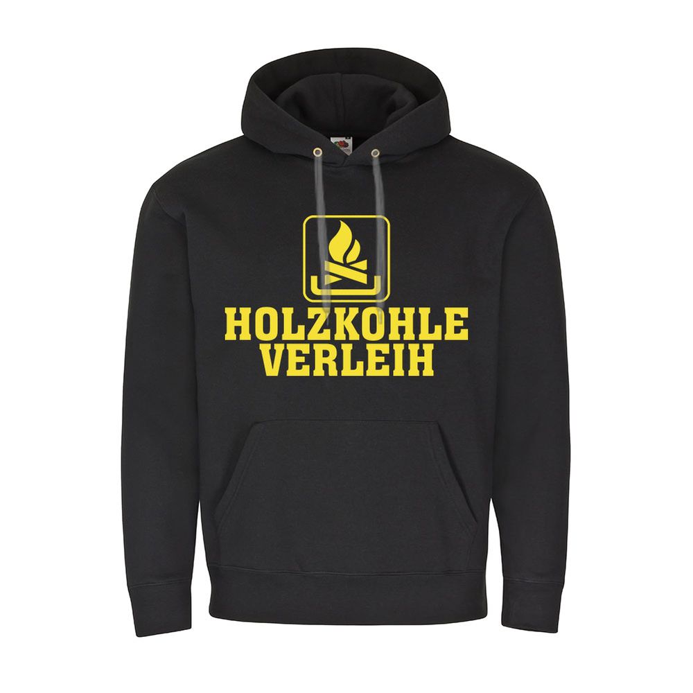 Hoodie Holzkohle Verleih Humor Kaminholz Brennstoff heizen verleihen Fun #10893