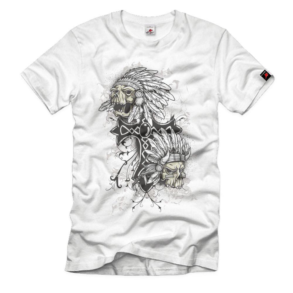 Indian Spirit Indianer Federschmuck Häuptling Kriegshaube Schädel T-Shirt#37695