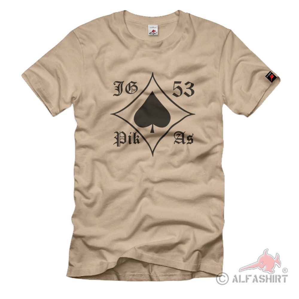 JG 53 Pik As Jagdgeschwader 53 Wappen Emblem  - T Shirt Herren khaki #1718