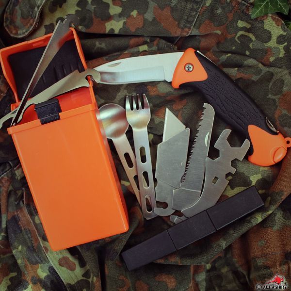 Outdoor Survival Set 27 Teilig BW Bundeswehr Messer Werkzeug Multitool #15804