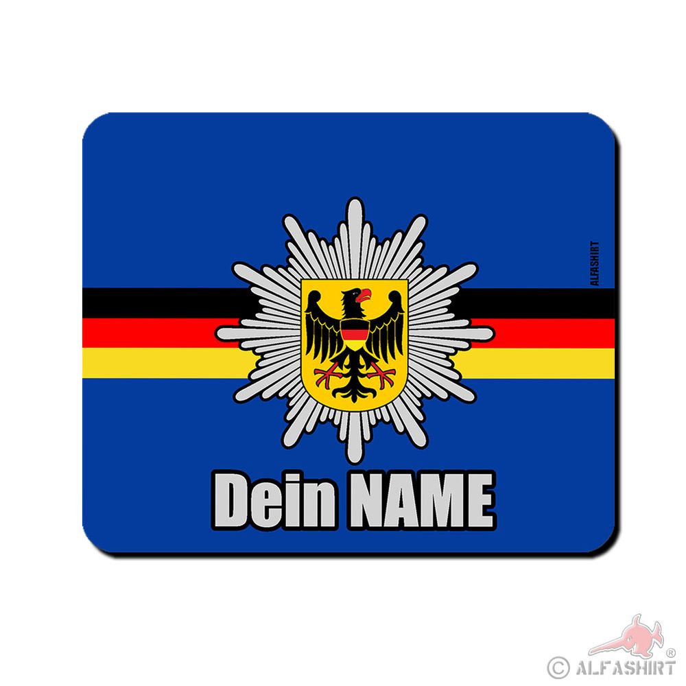 Mousepad Polizei BPOL mit deinem Namen Bundespolizei Mauspad Adler #35067