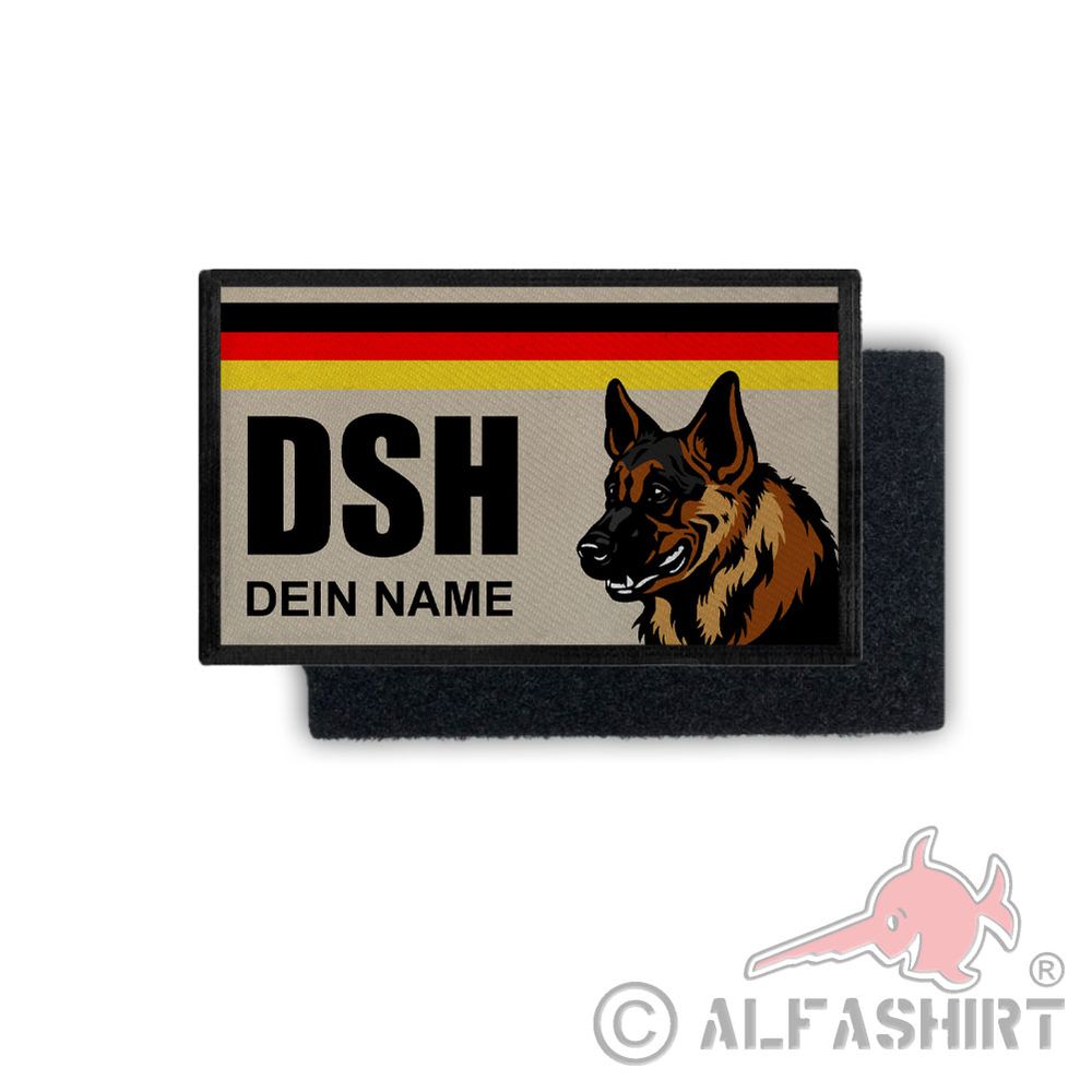 Patch Deutscher Schäferhund Name DSH Deutscher Hund Klett 9,8x6cm#36407