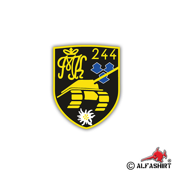 Sticker PzBtl 244 Tank Battalion Coat of Arms BW 7x6cm A1237