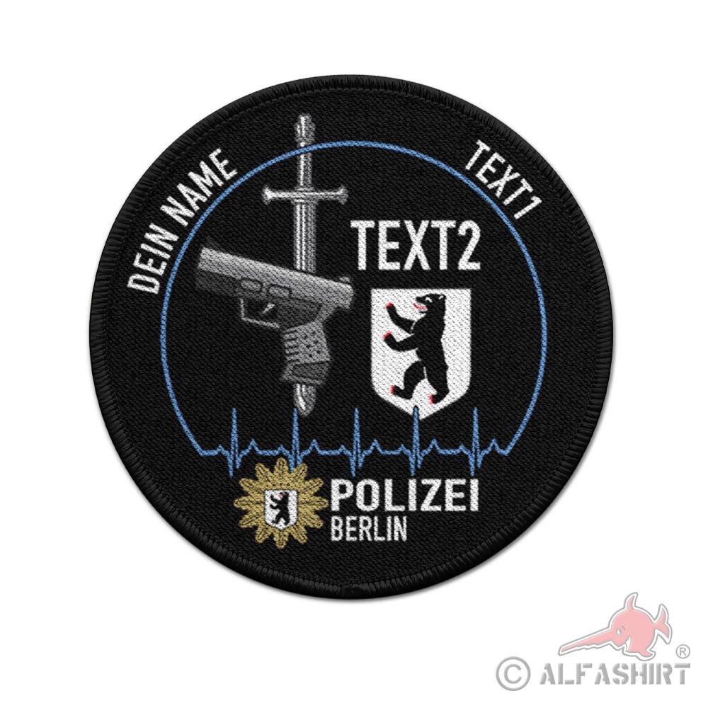 Patch Rund 9cm personalisierbar Polizei Berlin Abzeichen Wappen #41726