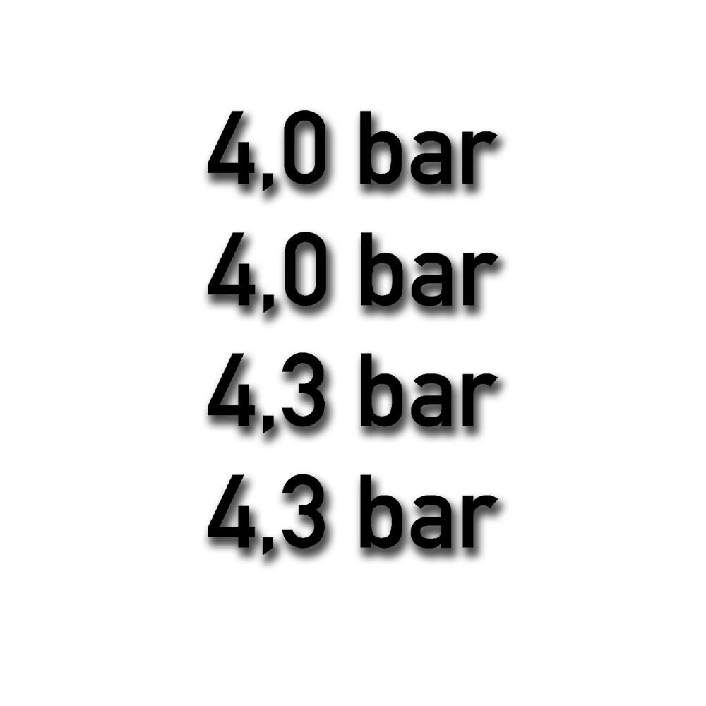 Aufkleber 4er Set 2x 4,0 bar 2x 4,3 bar Luftdruck Reifendruck Schrifthöhe 1cm #A7448