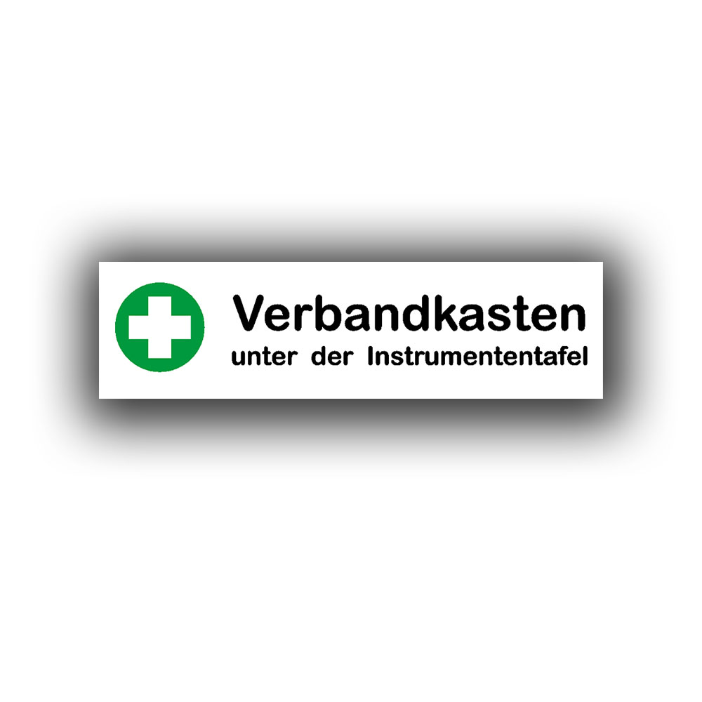 BW Verbandkasten unter der Instrumententafel Sticker Wartung 11x3cm #A4636