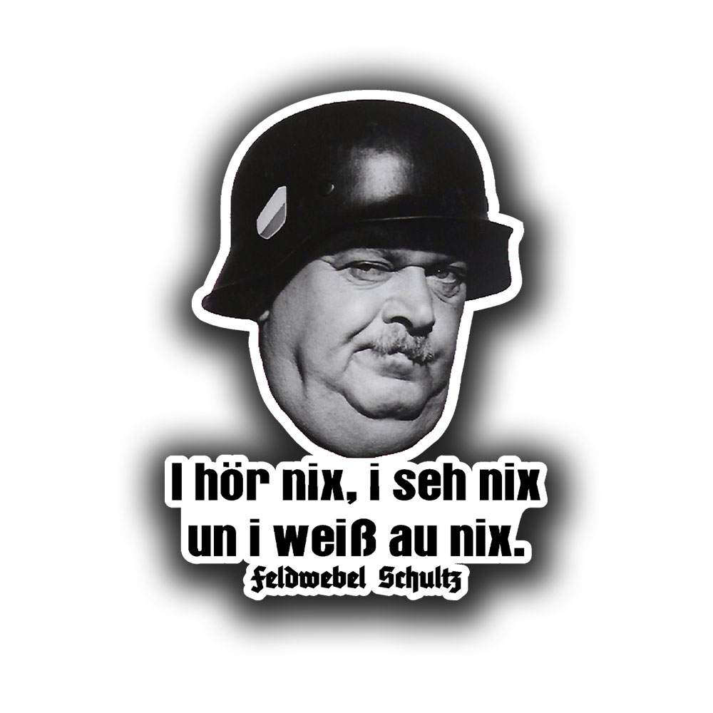 Aufkleber 10x7,5cm Feldwebel Schultz Ein Käfig voller Helden Serie #A6481