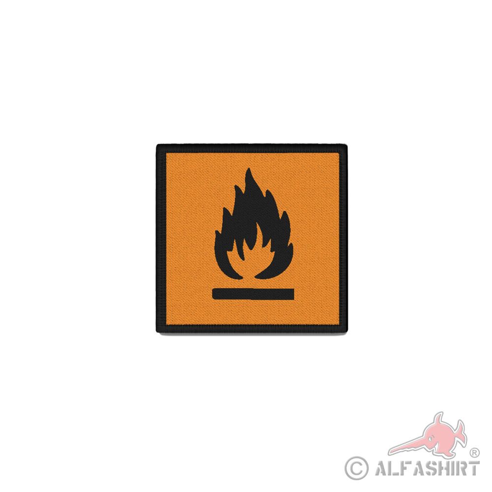 Patch 4x4cm Square Highly Flammable Fire Danger Fire Warning #42589