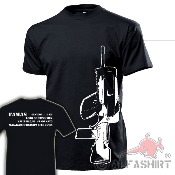 Famas mit Daten Französische Streitkräfte Eurokorps Gun Heer T-Shirt #17875