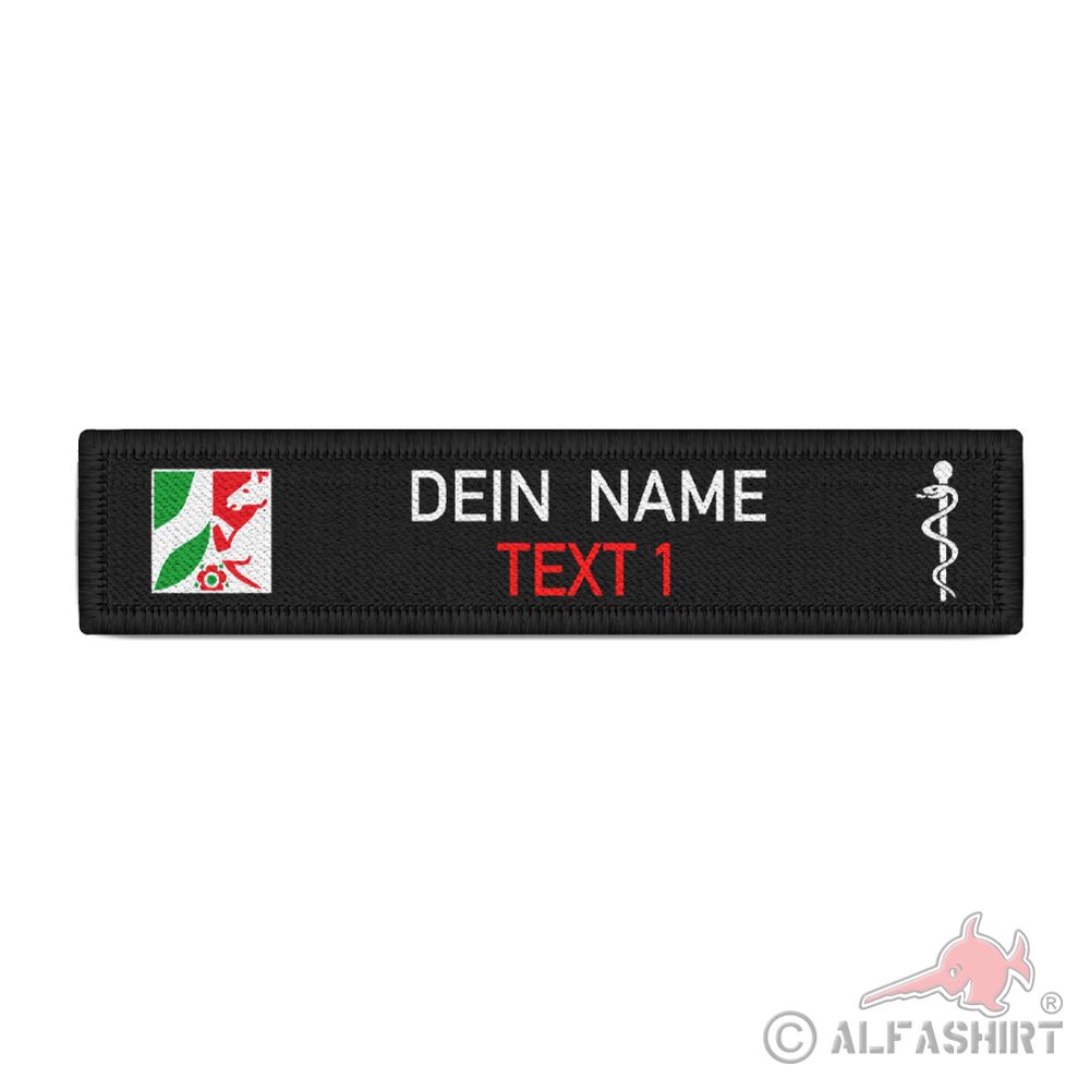 Personalisiert NRW Namen-Schild Patch Feuerwehr gestalten Arzt Not-San#39751
