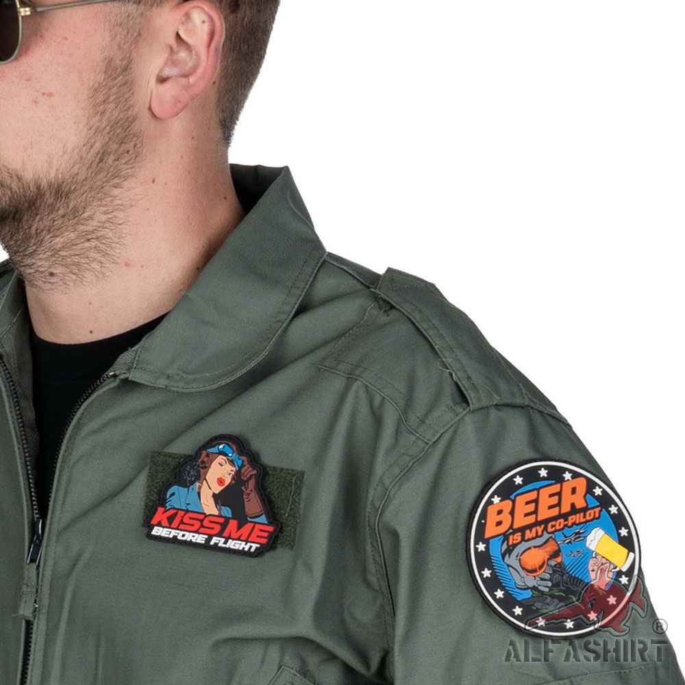3D Patch Beer is my Co-pilot Bier Pilot Flieger Luftwaffe 10x10cm 43642