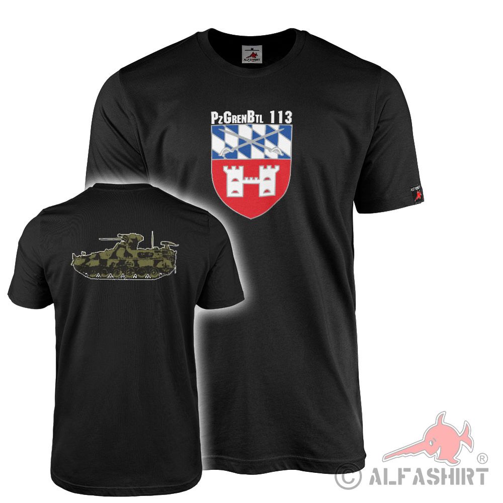 T-Shirt PzGrenBtl Panzergrenadierbataillon 113 Cham Coat of Arms Panzer BW .#44618