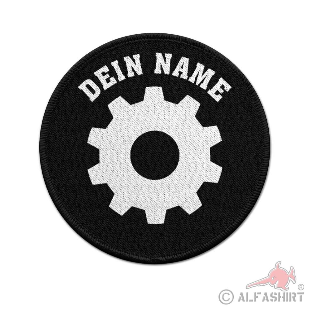Patch 7.5cm personalized gear wheel specialist service technology mechanics #44364