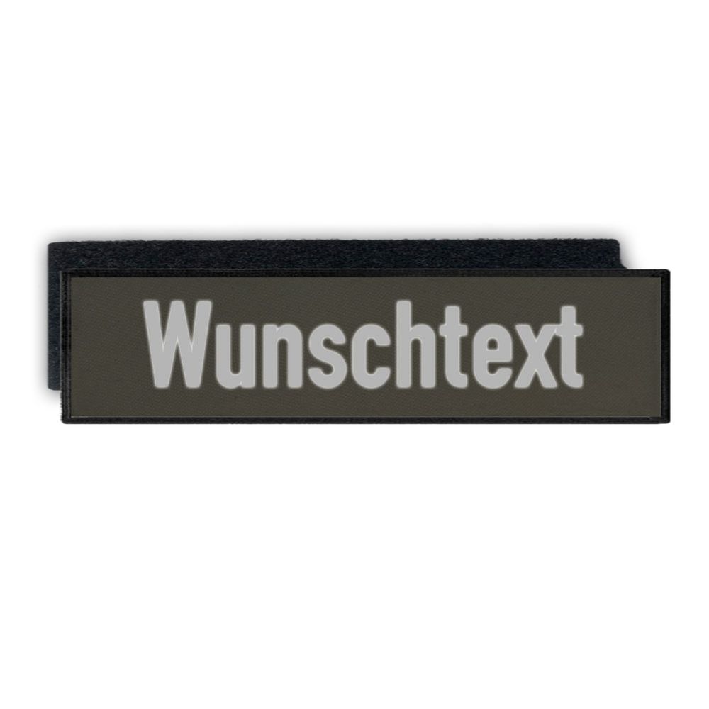 Rückenpatch 28x7cm Wunschtext Steingrau Oliv Silber Reflektierend Jacke #46269