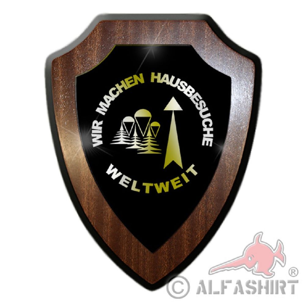 Wappenschild / Wandschild - KSK Wir Machen Hausbesuche Weltweit Kommando Spezialkräfte Einheit Einsatz Bundeswehr Deutschland Militär Emblem #18868