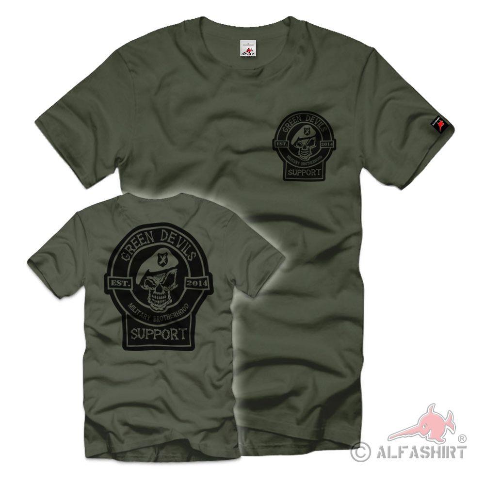 Green Devils Support Oliv Unvergessen Brüder Soldaten Bundeswehr T-Shirti#44265