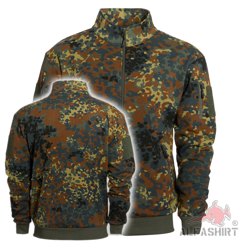 BW Flecktarn Sweatjacke Tactical Bundeswehr Zipper Pullover Jacke Patch #40220