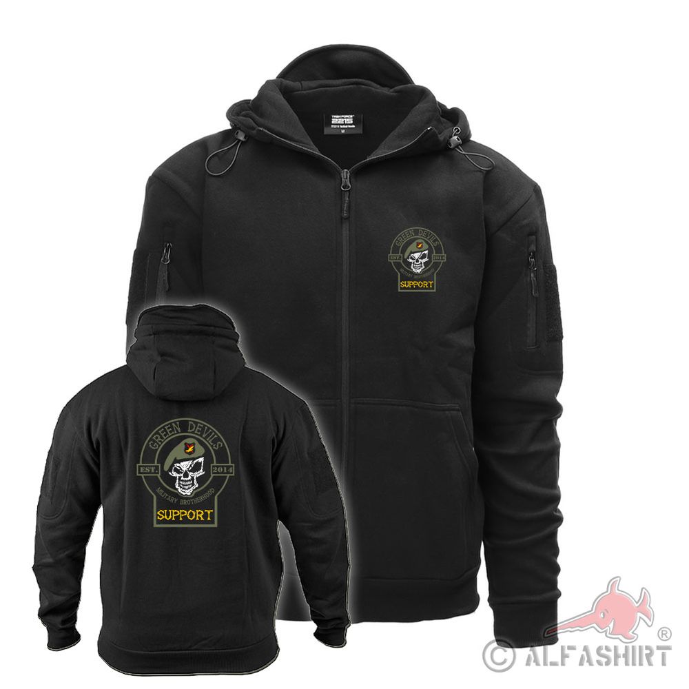 Tactical Hoodie Zipper Green Devils Supporter Jacke Kapuzenpullover #43629