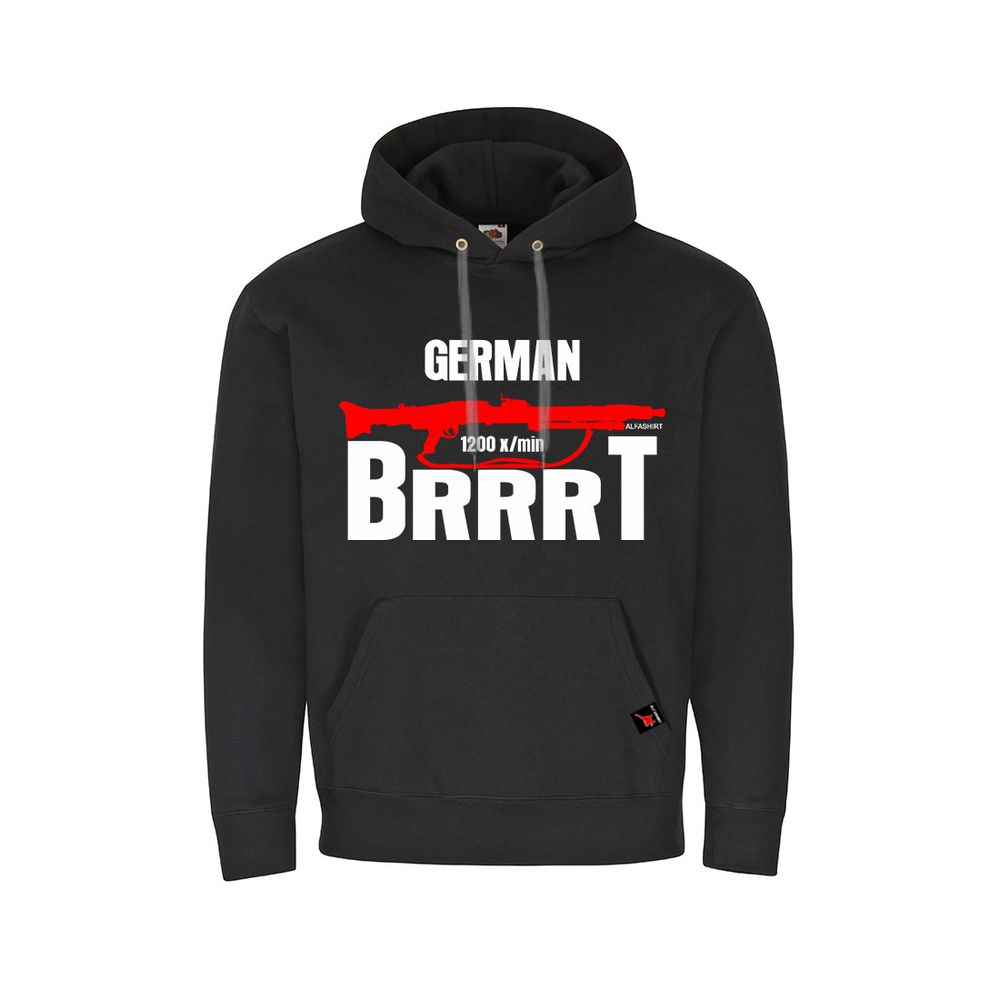 Hoodie German MG3 BRRRT 1200 Schuss Maschinengewehr Feld Pullover Schwarz#26177