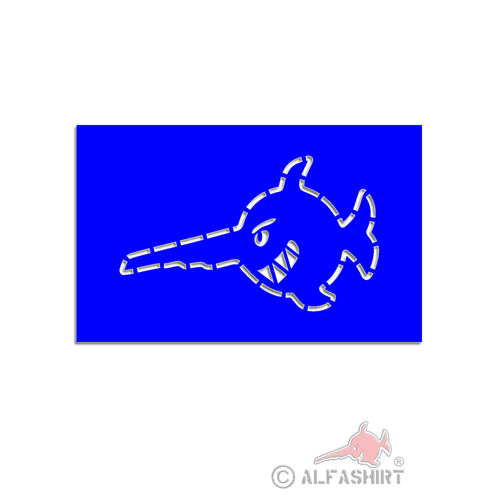 Lackierschablonen Aufkleber böser Schwertfisch Säge Fisch U-Boot 15x9cm #A5762