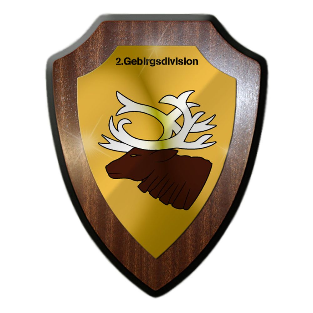 Heraldic shield 2 mountain division coat of arms badge Oberelsaß reindeer # 31586