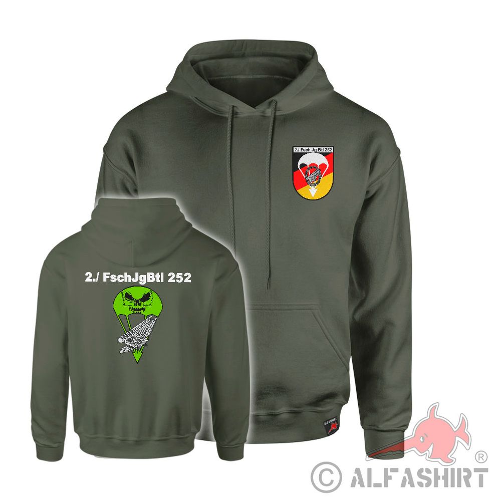 Hoodie 2 FschJgBtl 252 Eisberg Kaserne Abzeichen Fallschirmjägerkompanie #41303