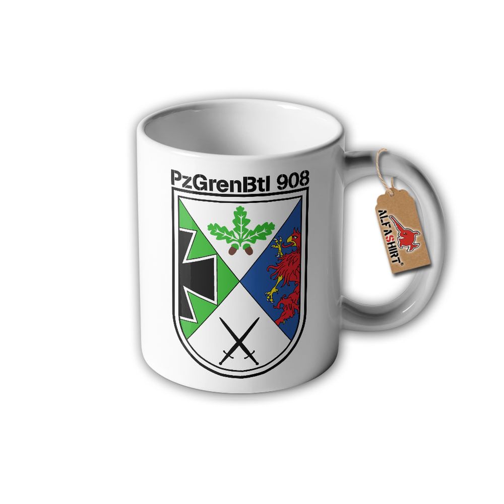 Tasse PzGrenBtl 908 Viereck Hagenow Augustdorf Panzergrenadier Bundeswehr #31370