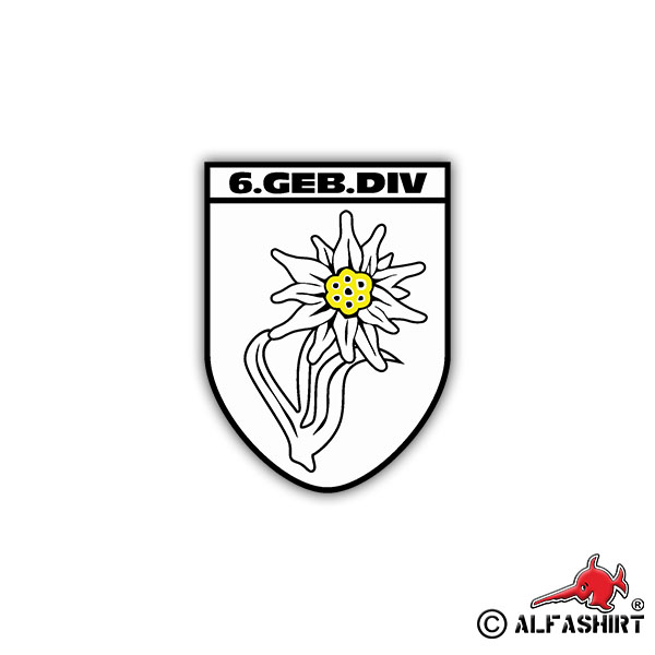 Aufkleber/Sticker 6. GebDiv Wappen Abzeichen Gebirgsdivision 7x5cm A1161