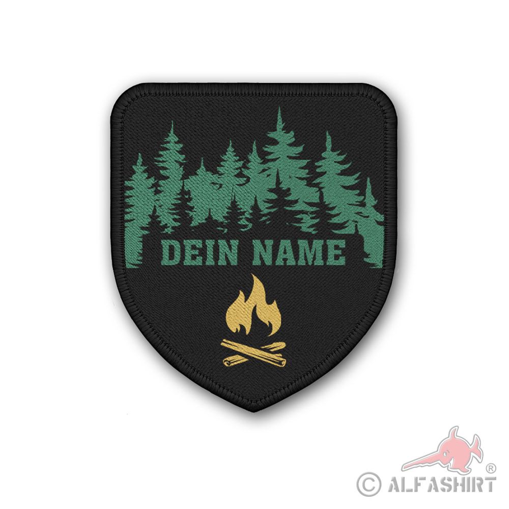 Patch personalisierbar Bushcraft Lagerfeuer Outdoor Wald Baum Natur #43589