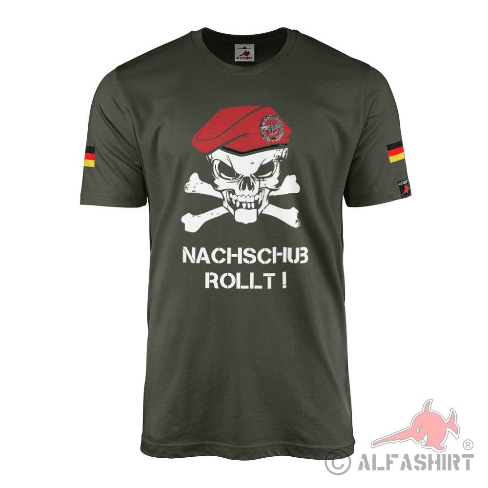 T-Shirt Nachschub rollt Nachschubtruppe Schädel Totenkopf Barett #42480
