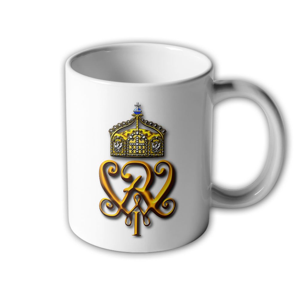Kaiser Wilhelm I Monogramm Militaria WR Abzeichen Willi Preußen Tasse #32599