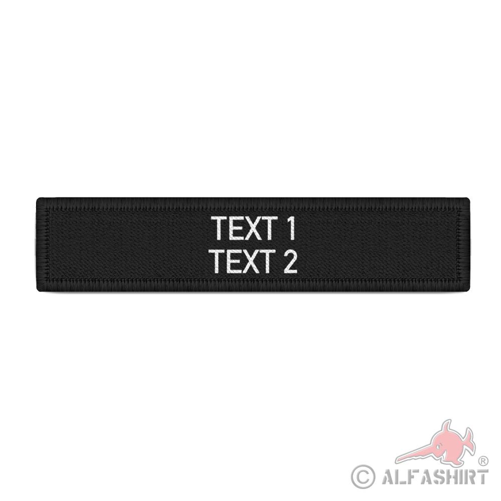 Namenspatch personalisiert zweizeilig  schwarz weiß Wunschtext #42129