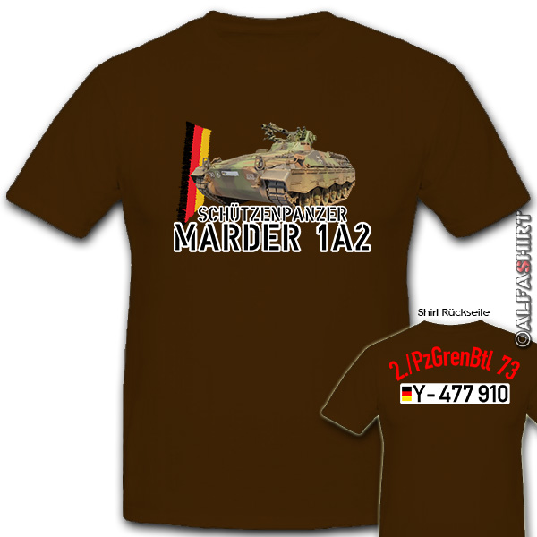 Armored personnel carrier Marder 1A2 2PzGrenBtl 73 Panzer Grenadier - T Shirt # 12301