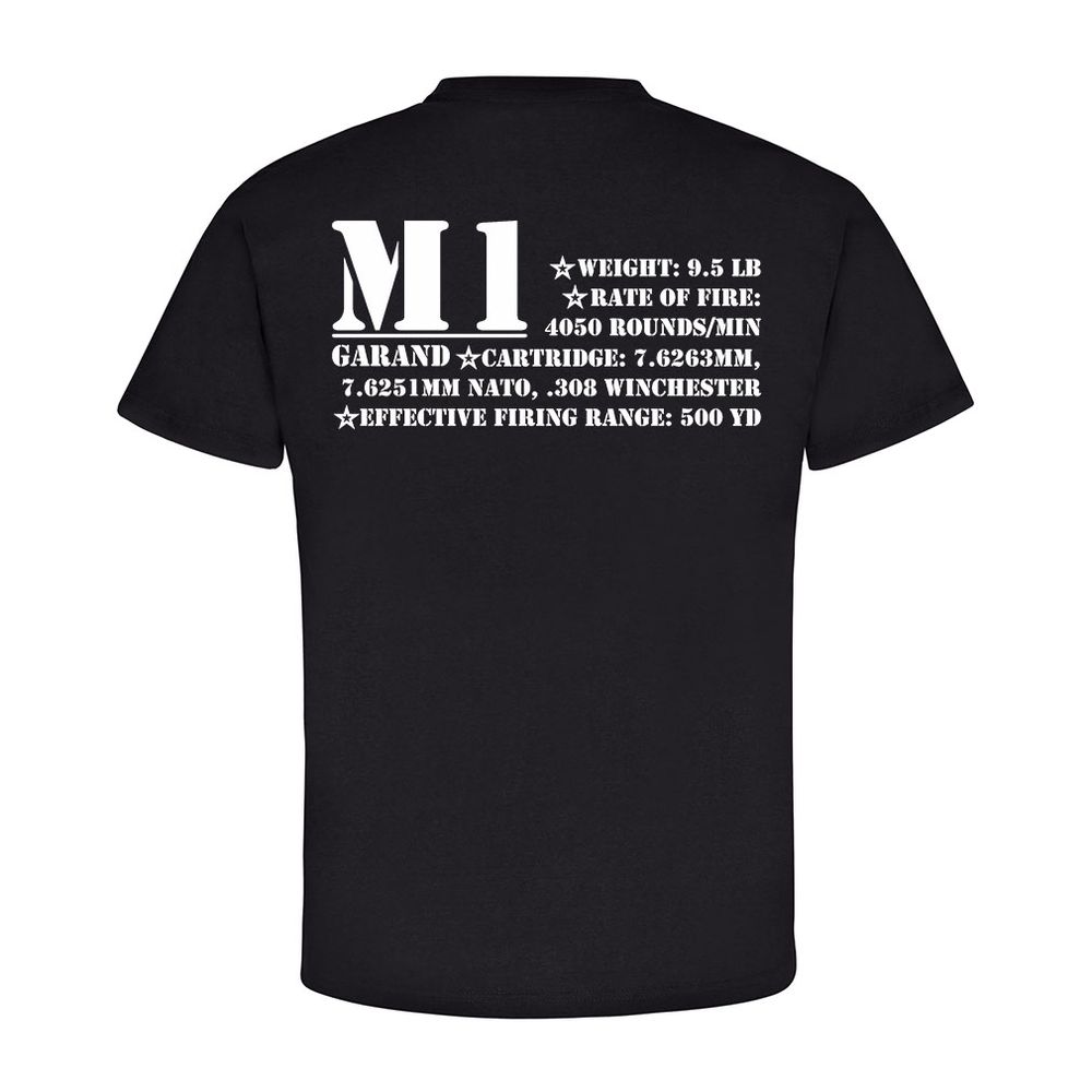 M1 Garand with Data Rifle Weapon USA America Caliber Gewehr - T Shirt #11554