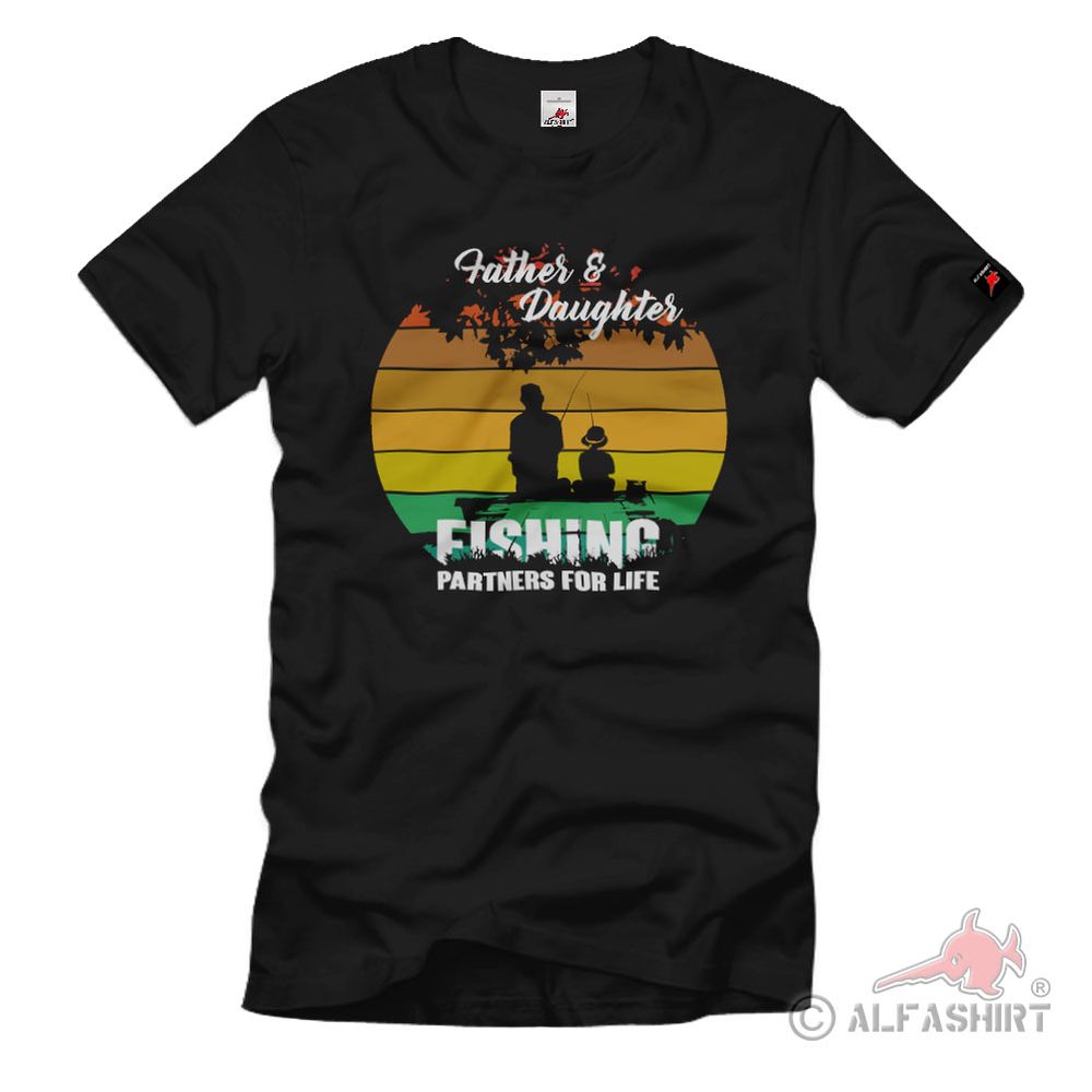Fishing Partners Vater Tochter Hobby Fischen Anglen Steg Fische T-Shirt#35013
