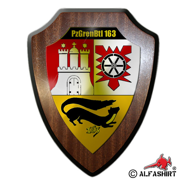 Heraldic shield / wall shield PzGrenBtl 163 Panzergrenadierbataillon BW Wappen # 15696