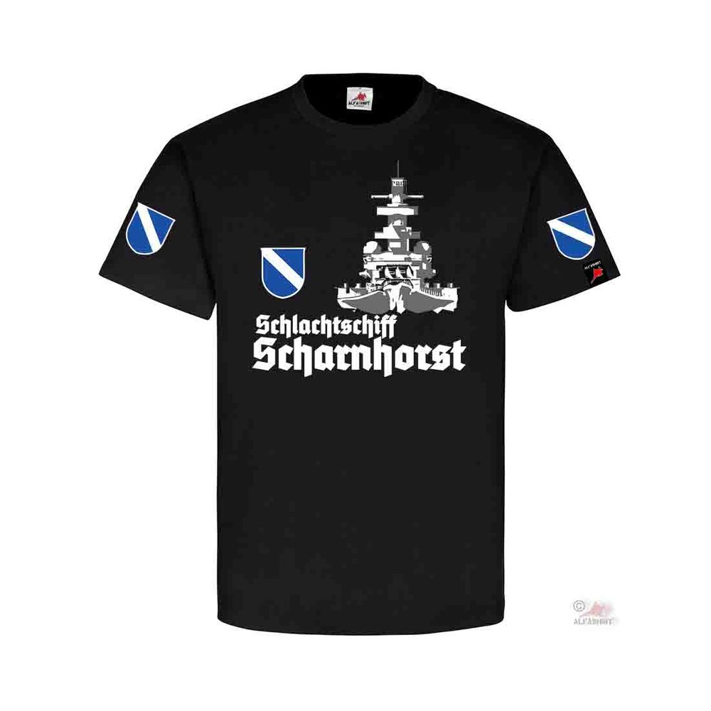 Schlachtschiff Scharnhorst Front KSM Schiff Bug Geschützturm Hemd T-Shirt#32131