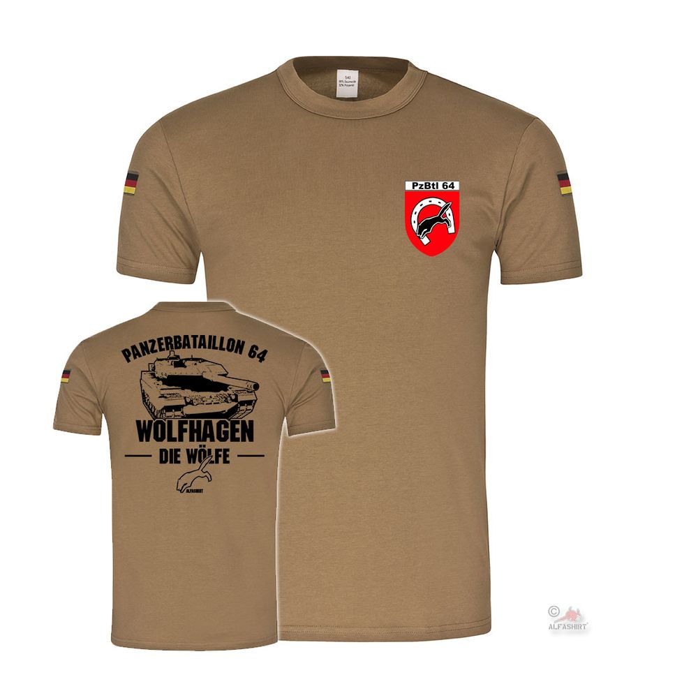 PzBtl 64 Wolfhagen Panzer Bataillon Bundeswehr Die Wölfe BW Tropenshirt #35113