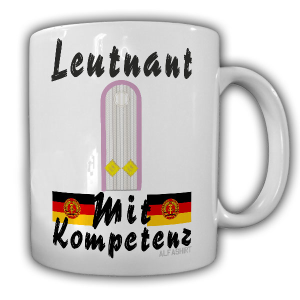 Tasse Leutnant der Panzer Truppe DDR Genosse mit Kompetenz Schulterklappe #25393