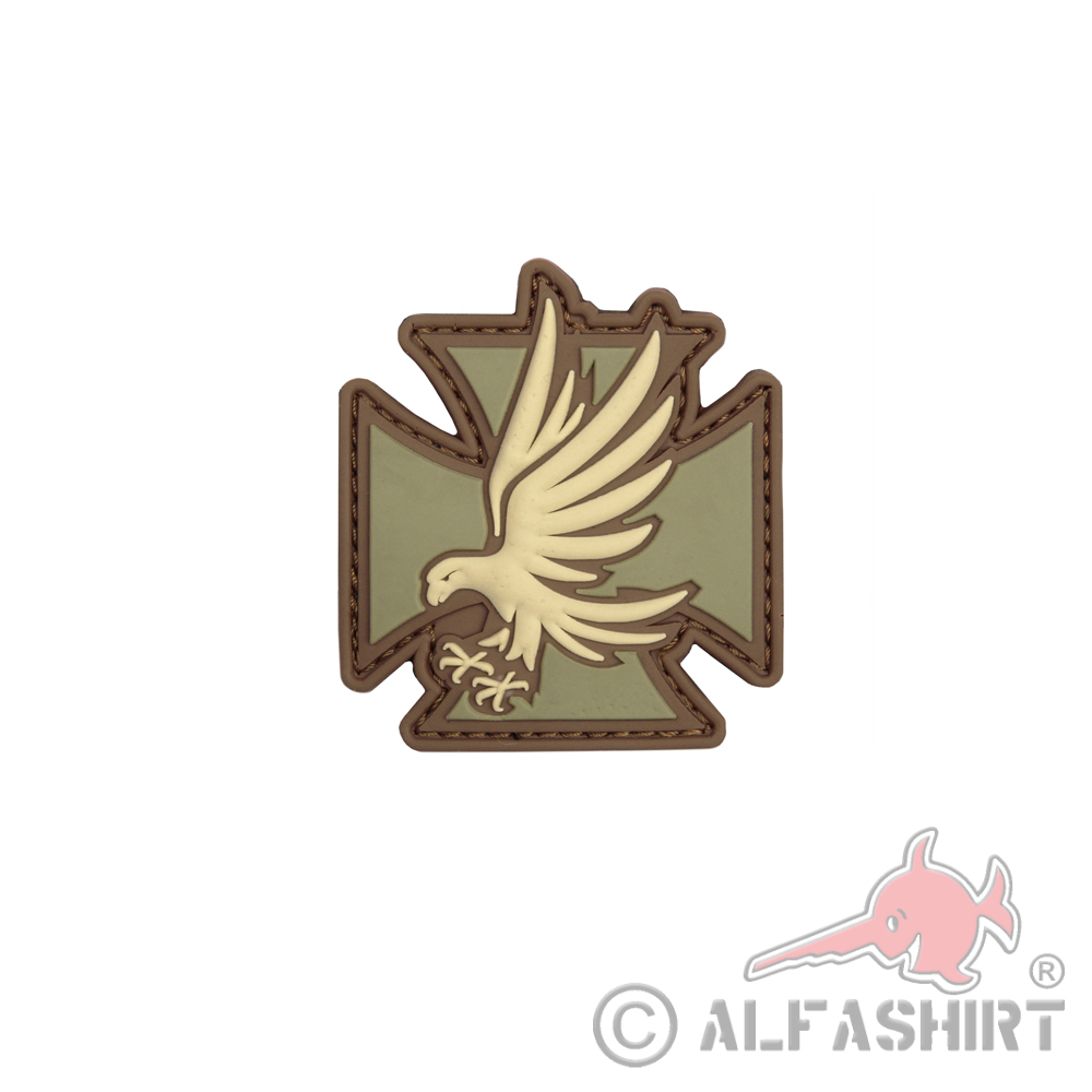 3D Rubber Iron Eagle Coyote Patch Kreuz Abzeichen Alfashirt 5  x 5 cm#26977