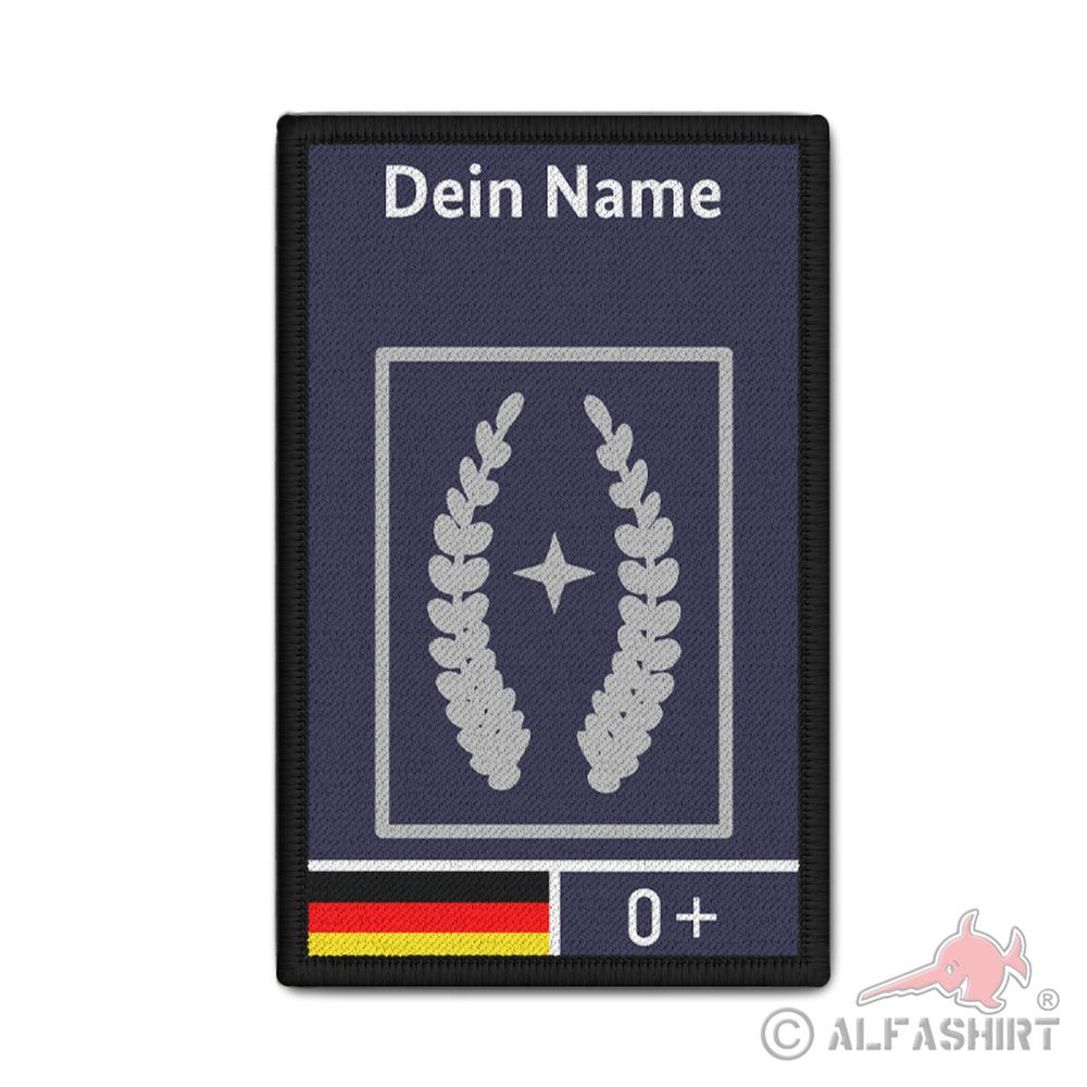 Rank Patch 9,8x6cm personalisiert Blutgruppe Name NRW Leiter #43786